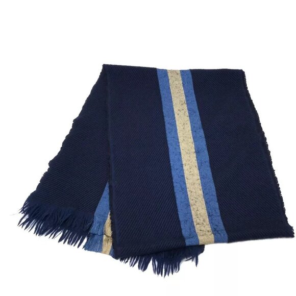 GUCCI Stole Muffler Shawl Scarf Navy Wool/Silk - Picture 1 of 8